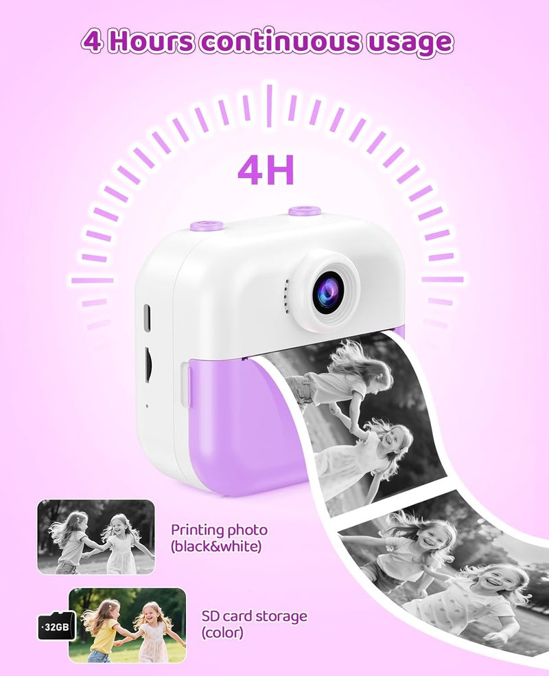 DITUPAN Kids Camera Instant Print for Kids Christmas Birthday Gifts Age 4-12,Quick-Release Prints Camera Toddler Portable Travel Toy 6 7 8 9 10 Year Old Girls-Purple - Image 5